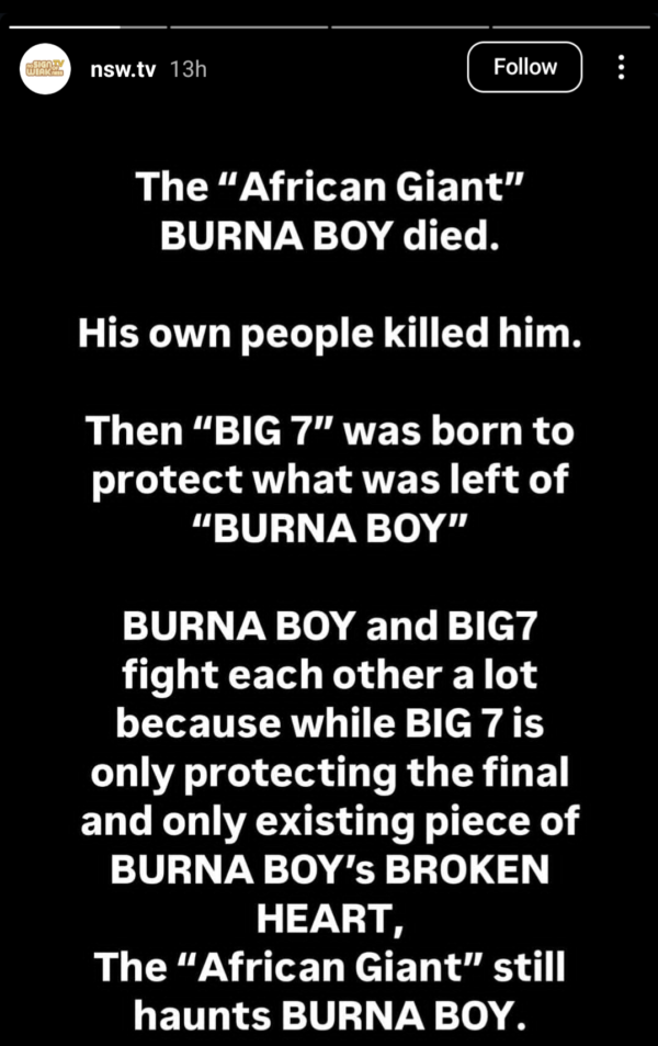 Burna Boy Declares the "African Giant" Era Over